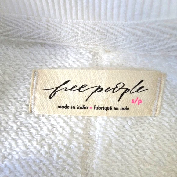 White Free People Poets Pullover Sweatshirt w/ ruffle hem size SP - Picture 8 of 15